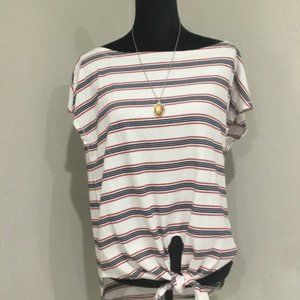 NWT MAX STUDIO USA Stripe Tie Top Red White blue